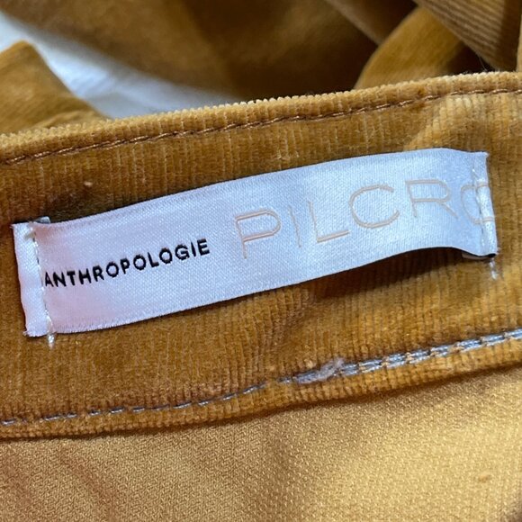 Pilcro High-Rise Skinny Pants Corduroy Mustard Yellow Size 29 Exposed Button Fly - Picture 4 of 9